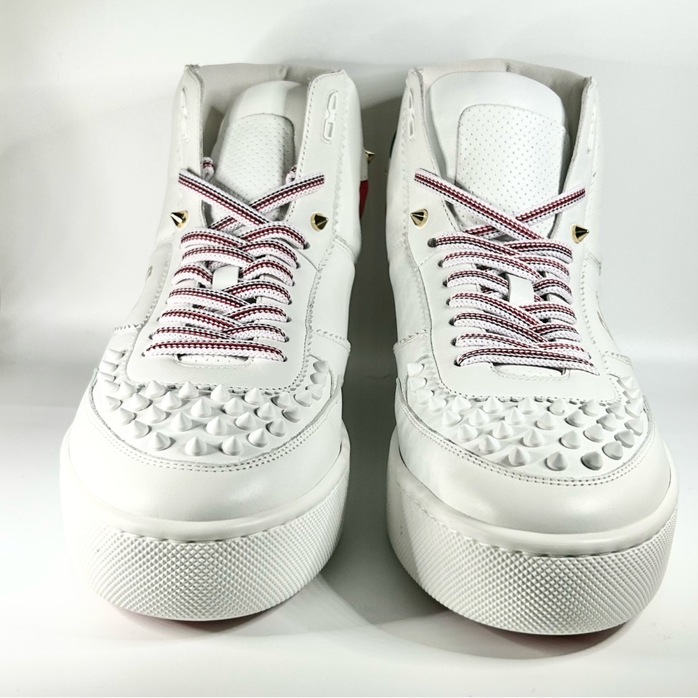 New Christian Louboutin Top Rui Spikes Leather Sneakers Mens Size 42EU/9US - Picture 2 of 7